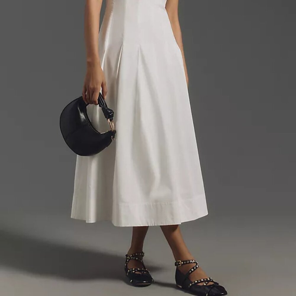 Anthropologie Mare Mare Strapless SEAMED A-Line Midi Dress LP white hot nights